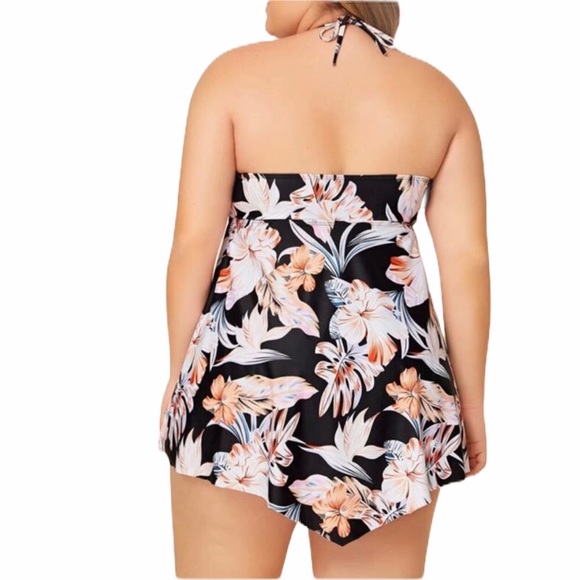 PLUS floral halter top tankini bathing suit - Picture 2 of 4